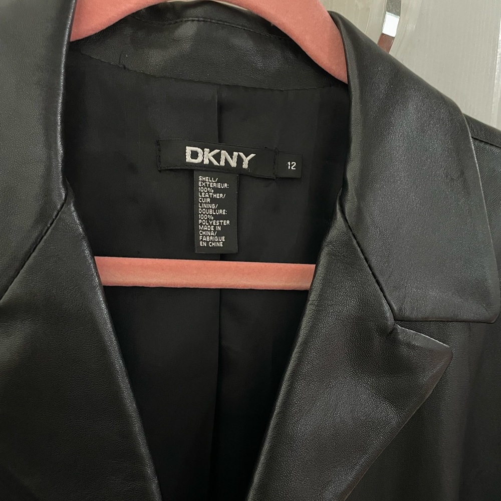 Leather coat Ladies size 12 DKNY